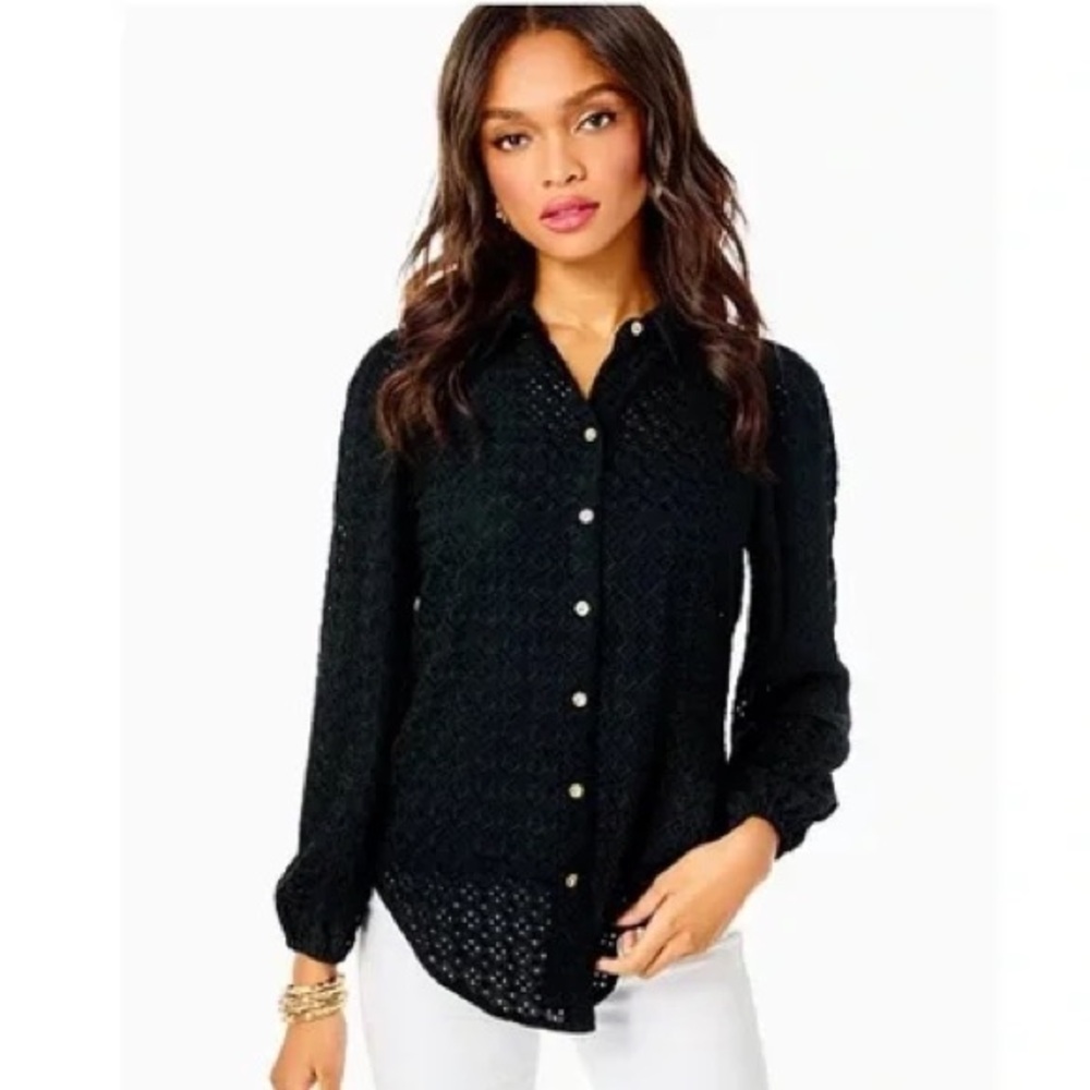 Lilly Pulitzer Black Eyelet Top